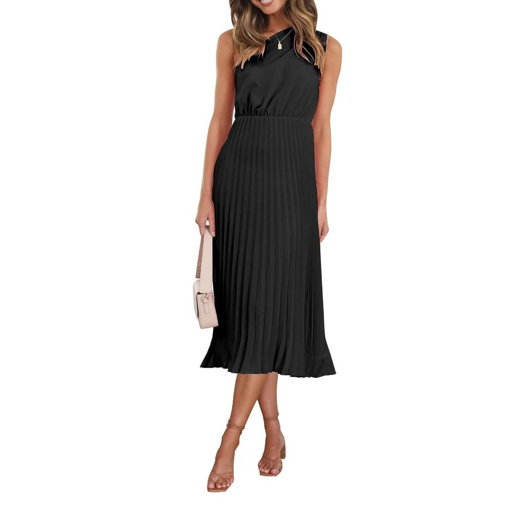 Chiffon One-Shoulder Pleated Cocktail Dress S *NWOT*